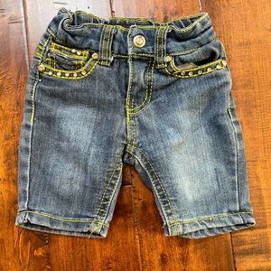VintageHarlem kids size 5 elastic back waist blue‎ jean bedazzled shorts